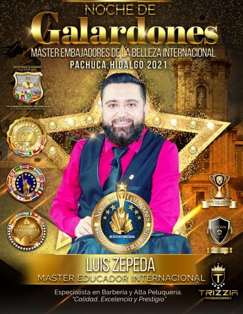 Afiche de Noche de Galardones 2021, Pachuca Hidalgo, con el retrato de Luis Zepeda
